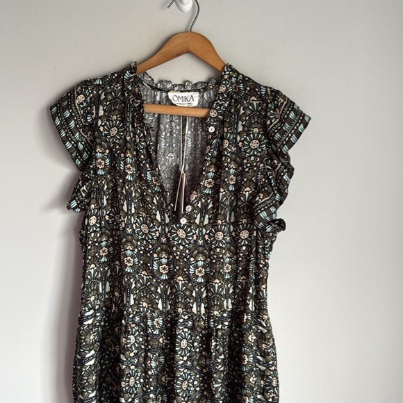 TUCKERNUCK OMIKA Wilora Double Ruffle Sleeve Mini Dress, Malia Pistachio Large - Picture 3 of 16